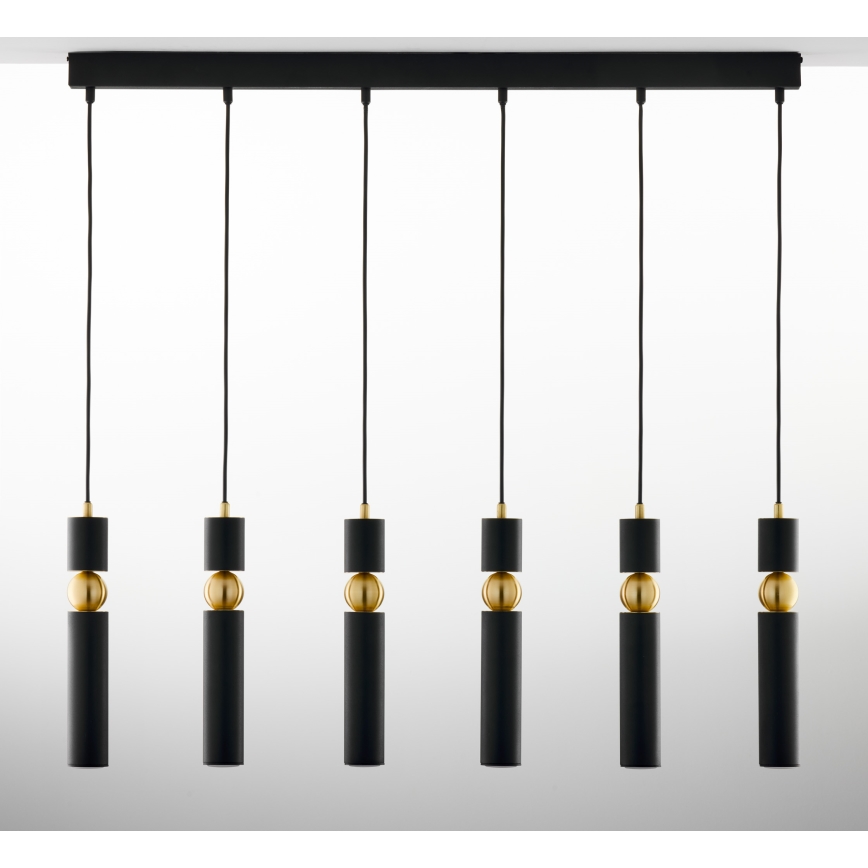 Jupiter 2005 - Csillár zsinóron ALAS 6xGU10/10W/230V fekete/arany