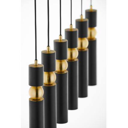 Jupiter 2005 - Csillár zsinóron ALAS 6xGU10/10W/230V fekete/arany