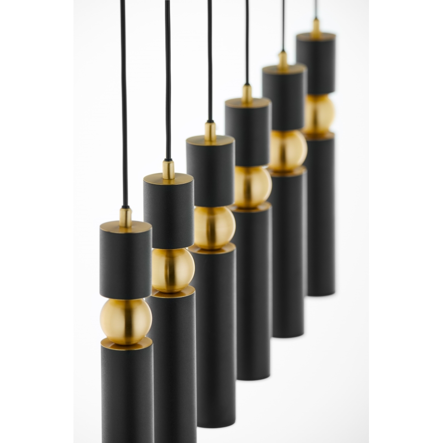 Jupiter 2005 - Csillár zsinóron ALAS 6xGU10/10W/230V fekete/arany