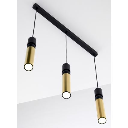 Jupiter 2007 - Csillár zsinóron ALAS 3xGU10/10W/230V arany/fekete