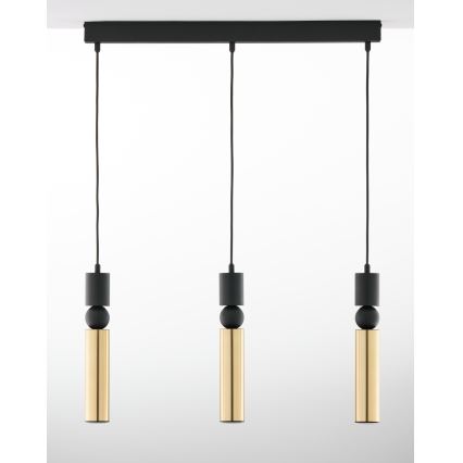 Jupiter 2007 - Csillár zsinóron ALAS 3xGU10/10W/230V arany/fekete