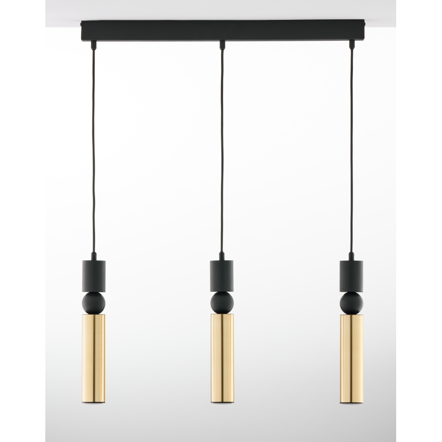 Jupiter 2007 - Csillár zsinóron ALAS 3xGU10/10W/230V arany/fekete