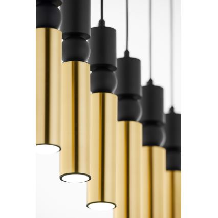 Jupiter 2008 - Csillár zsinóron ALAS 6xGU10/10W/230V arany/fekete