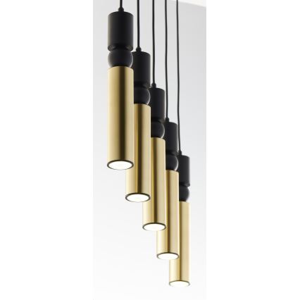 Jupiter 2012 - Csillár zsinóron ALAS 5xGU10/10W/230V fekete/arany