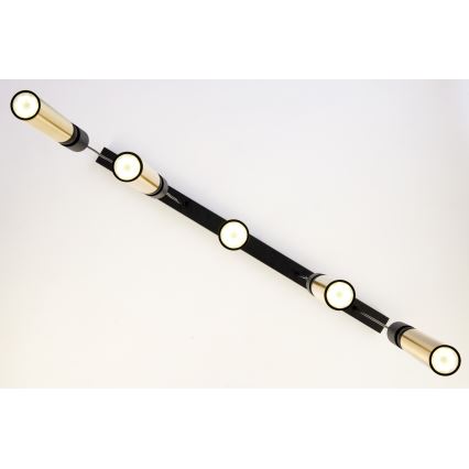 Jupiter 2012 - Csillár zsinóron ALAS 5xGU10/10W/230V fekete/arany