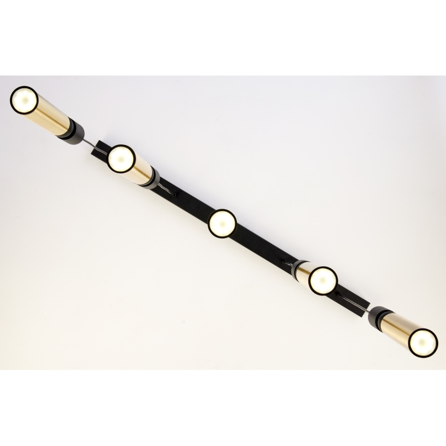 Jupiter 2012 - Csillár zsinóron ALAS 5xGU10/10W/230V fekete/arany