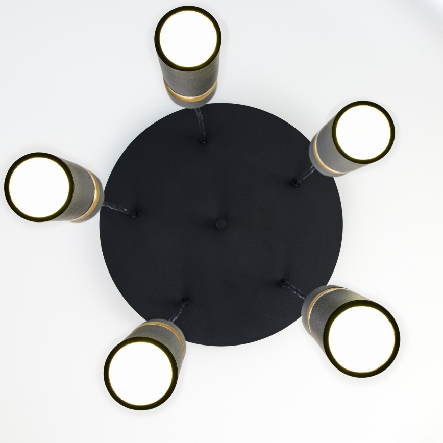 Jupiter 2014 - Csillár zsinóron ALAS 5xGU10/10W/230V fekete/arany