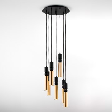 Jupiter 2018 - Csillár zsinóron ALAS 7xGU10/10W/230V arany/fekete