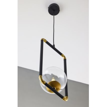 Jupiter 2023 - Csillár zsinóron ZAFRA 1xG9/10W/230V fekete/arany/átlátszó