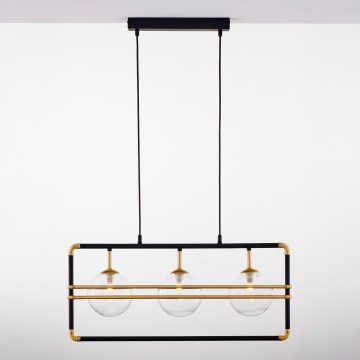 Jupiter 2030 - Csillár zsinóron FIORI 3xG9/10W/230V fekete/arany/átlátszó