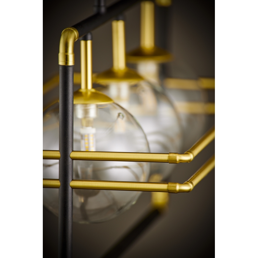 Jupiter 2030 - Csillár zsinóron FIORI 3xG9/10W/230V fekete/arany/átlátszó