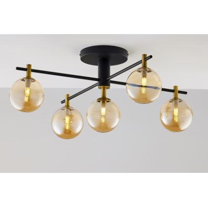Jupiter 2032 - Felületre szerelhető csillár FIGARO 5xG9/10W/230V fekete/arany/bézs