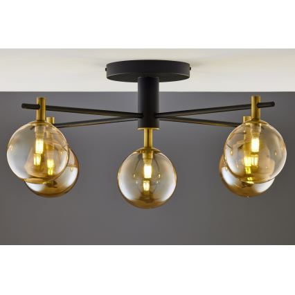Jupiter 2032 - Felületre szerelhető csillár FIGARO 5xG9/10W/230V fekete/arany/bézs