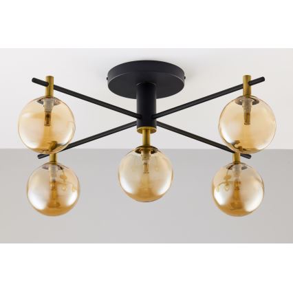 Jupiter 2032 - Felületre szerelhető csillár FIGARO 5xG9/10W/230V fekete/arany/bézs