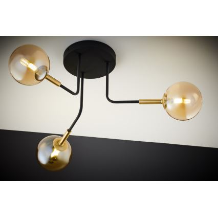 Jupiter 2037 - Felületre szerelhető csillár BURANO 3xG9/10W/230V fekete/arany/bézs