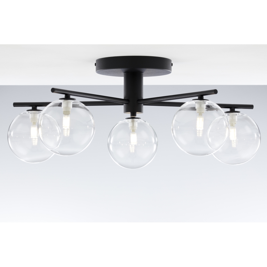 Jupiter 2046 - Felületre szerelhető csillár PRATO 5xG9/10W/230V fekete/átlátszó