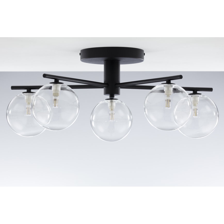 Jupiter 2046 - Felületre szerelhető csillár PRATO 5xG9/10W/230V fekete/átlátszó