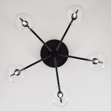Jupiter 2046 - Felületre szerelhető csillár PRATO 5xG9/10W/230V fekete/átlátszó