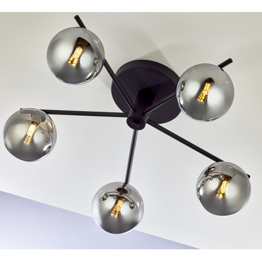 Jupiter 2048 - Felületre szerelhető csillár PRATO 5xG9/14W/230V fekete/füstszürke