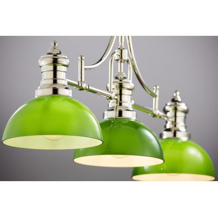 Jupiter 2072 - PLATINO rúdon szerelt csillár 3xE27/15W/230V zöld/fényes króm