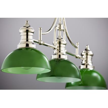 Jupiter 2072 - PLATINO rúdon szerelt csillár 3xE27/15W/230V zöld/fényes króm