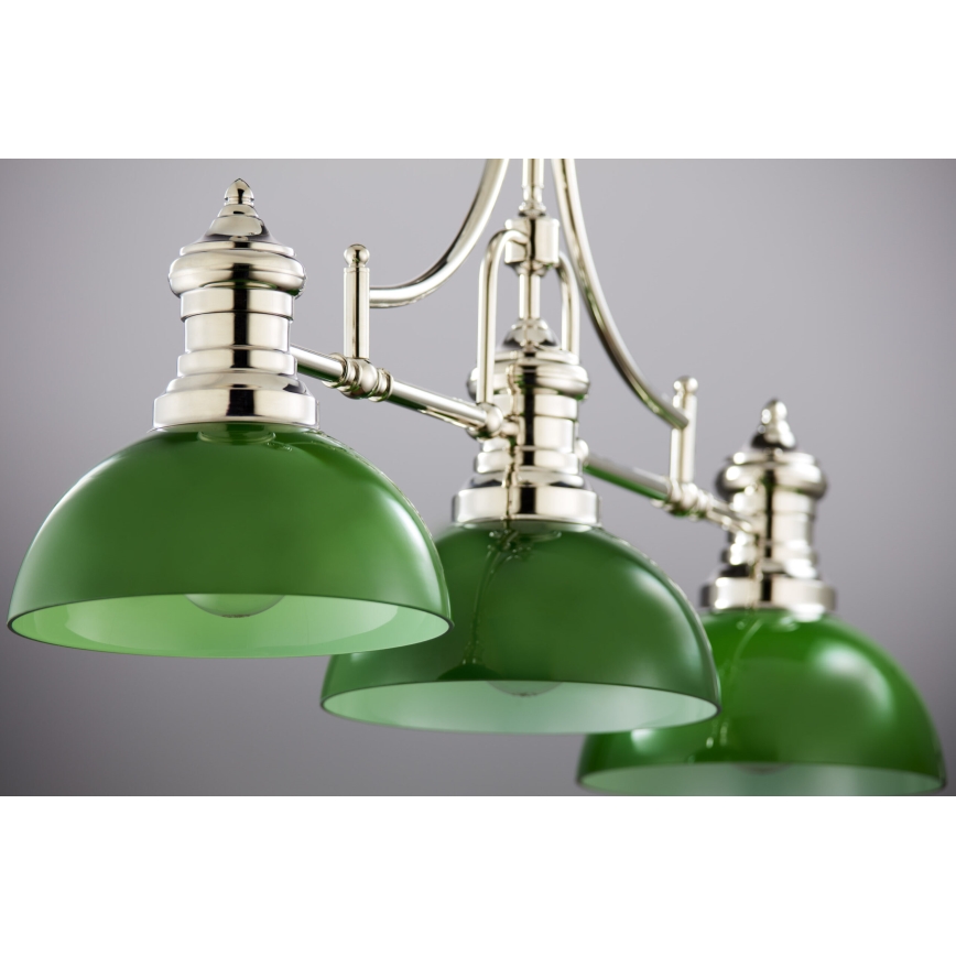 Jupiter 2072 - PLATINO rúdon szerelt csillár 3xE27/15W/230V zöld/fényes króm