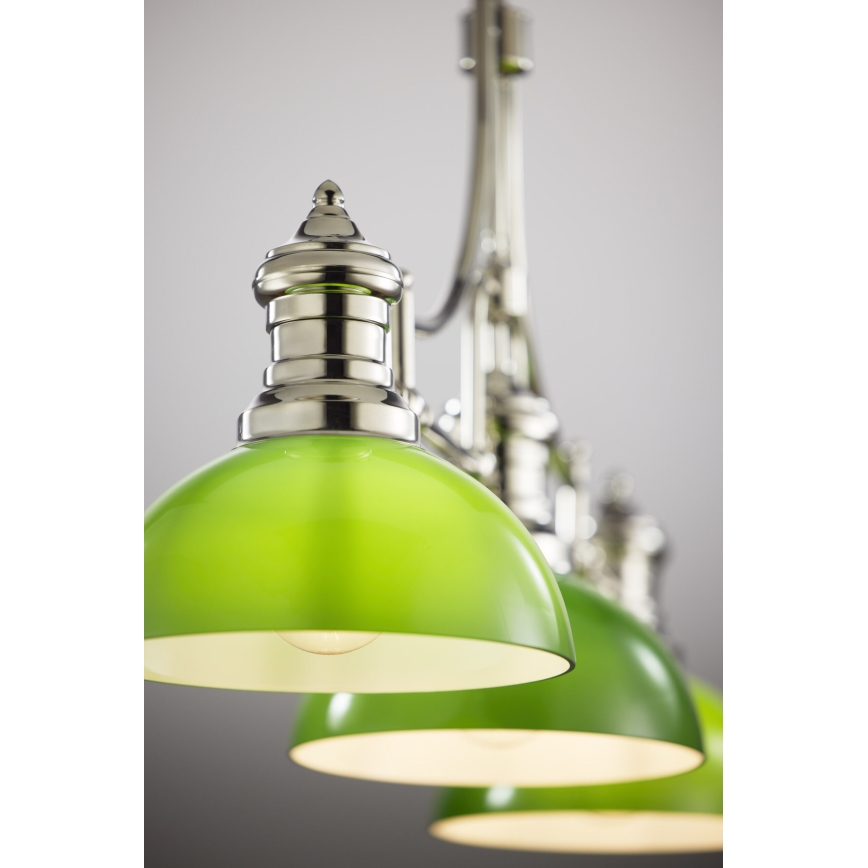 Jupiter 2072 - PLATINO rúdon szerelt csillár 3xE27/15W/230V zöld/fényes króm