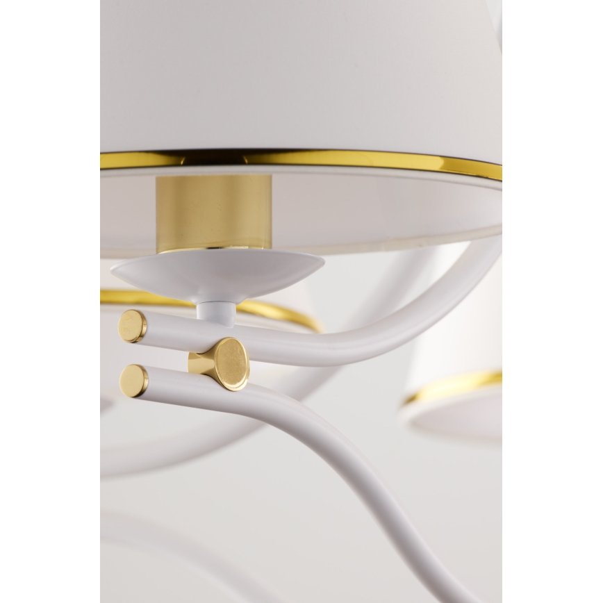 Jupiter 2084 - láncos csillár SAMBA 5xE27/15W/230V fehér/arany