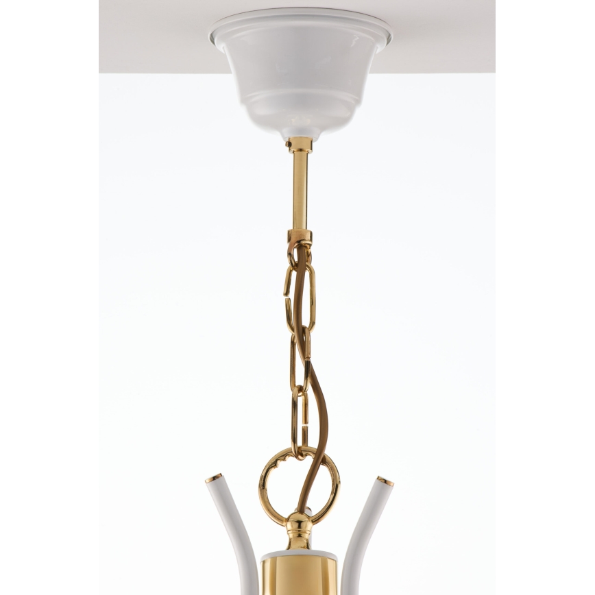 Jupiter 2085 - SAMBA láncos csillár 3xE27/15W/230V fehér/arany