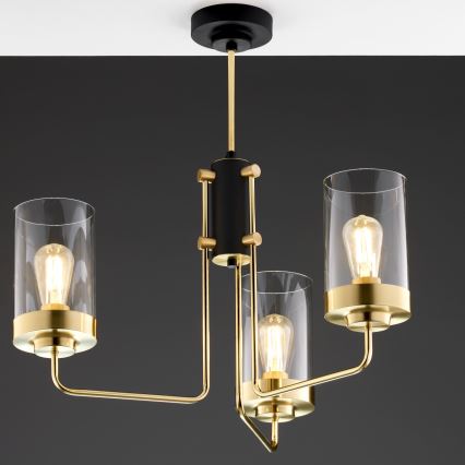 Jupiter 2087 - RAMIREZ rúdra szerelt csillár 3xE27/15W/230V arany/fekete