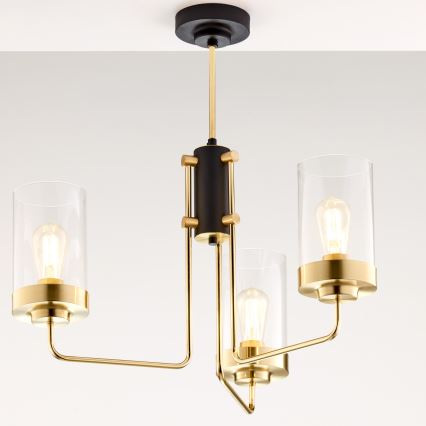 Jupiter 2087 - RAMIREZ rúdra szerelt csillár 3xE27/15W/230V arany/fekete