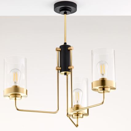 Jupiter 2087 - RAMIREZ rúdra szerelt csillár 3xE27/15W/230V arany/fekete