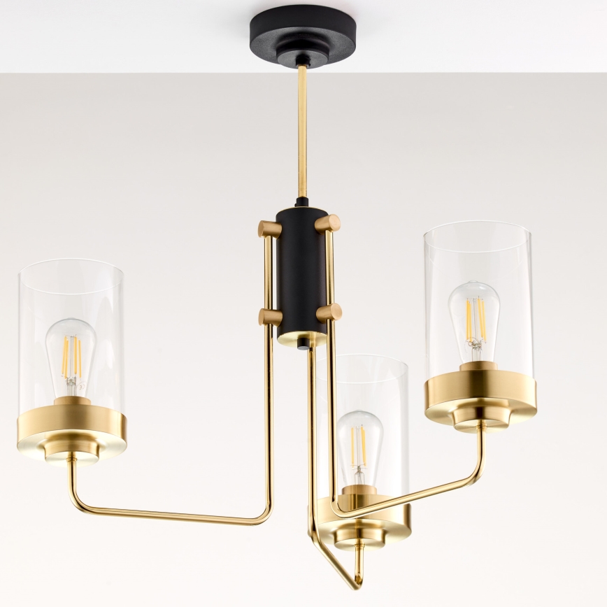 Jupiter 2087 - RAMIREZ rúdra szerelt csillár 3xE27/15W/230V arany/fekete