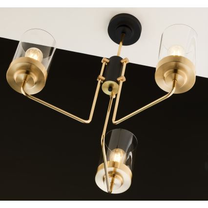 Jupiter 2087 - RAMIREZ rúdra szerelt csillár 3xE27/15W/230V arany/fekete