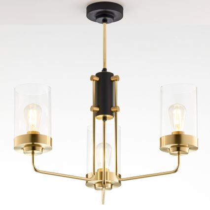 Jupiter 2087 - RAMIREZ rúdra szerelt csillár 3xE27/15W/230V arany/fekete