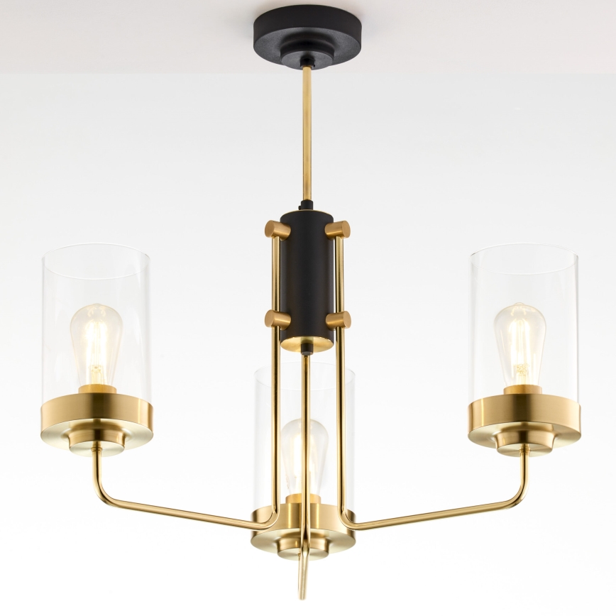 Jupiter 2087 - RAMIREZ rúdra szerelt csillár 3xE27/15W/230V arany/fekete