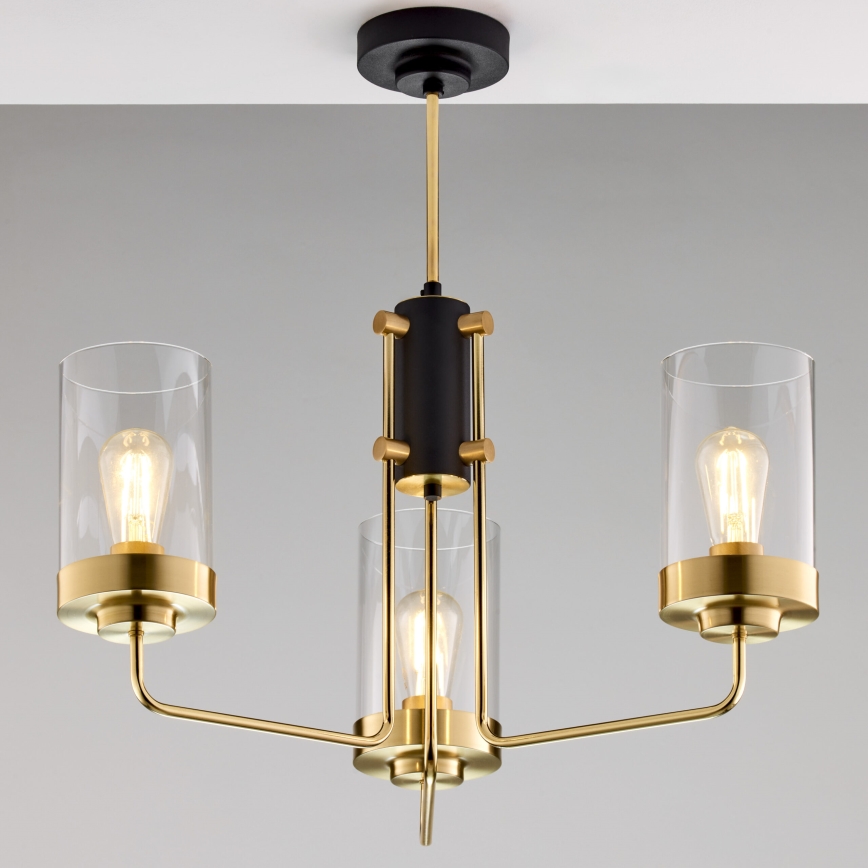 Jupiter 2087 - RAMIREZ rúdra szerelt csillár 3xE27/15W/230V arany/fekete