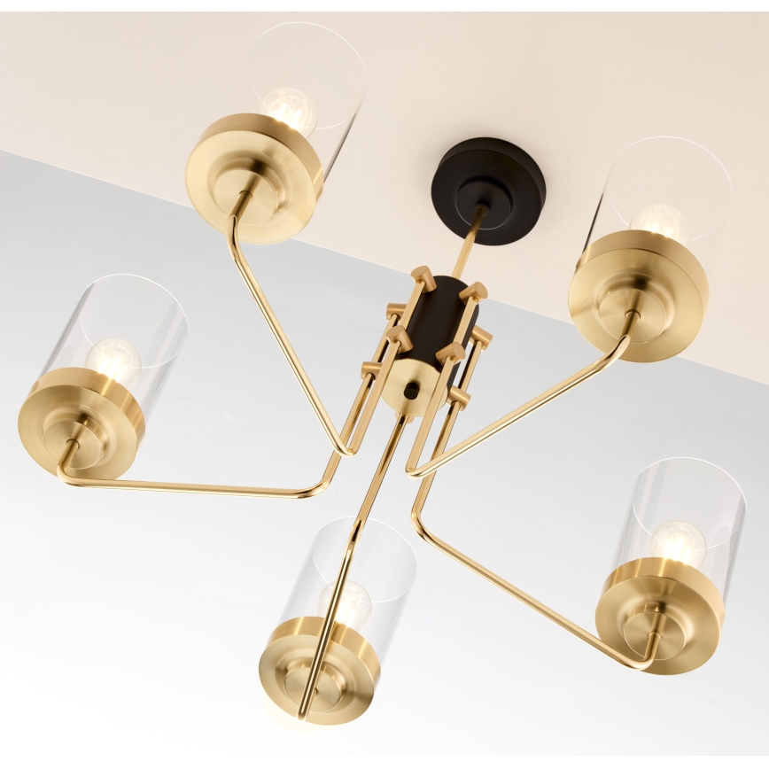 Jupiter 2088 - Rúdos csillár RAMIREZ 5xE27/15W/230V arany/fekete