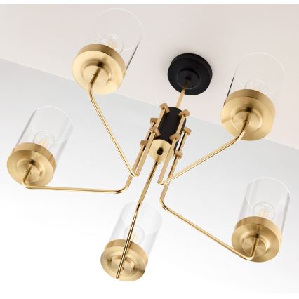 Jupiter 2088 - Rúdos csillár RAMIREZ 5xE27/15W/230V arany/fekete