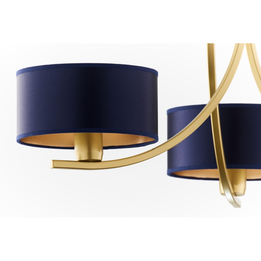 Jupiter 2093 - Láncos csillár ARTHUR 3xE27/15W/230V kék/arany