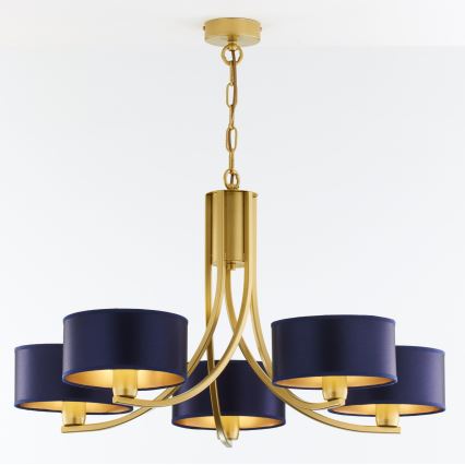 Jupiter 2094 - Láncos csillár ARTHUR 5xE27/15W/230V kék/arany