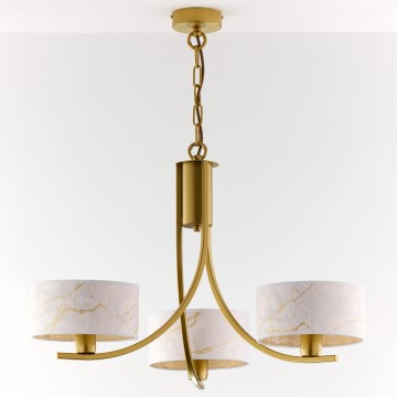 Jupiter 2096 - Láncos csillár ARTHUR 3xE27/15W/230V fehér/arany/márvány mintázat