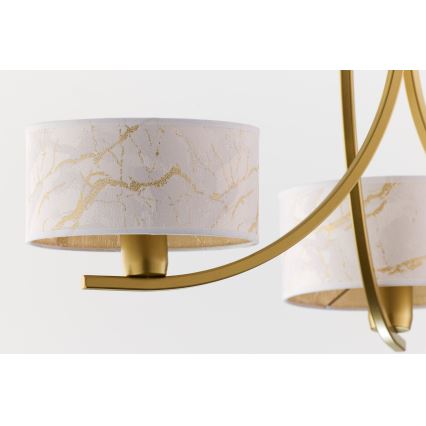 Jupiter 2096 - Láncos csillár ARTHUR 3xE27/15W/230V fehér/arany/márvány mintázat