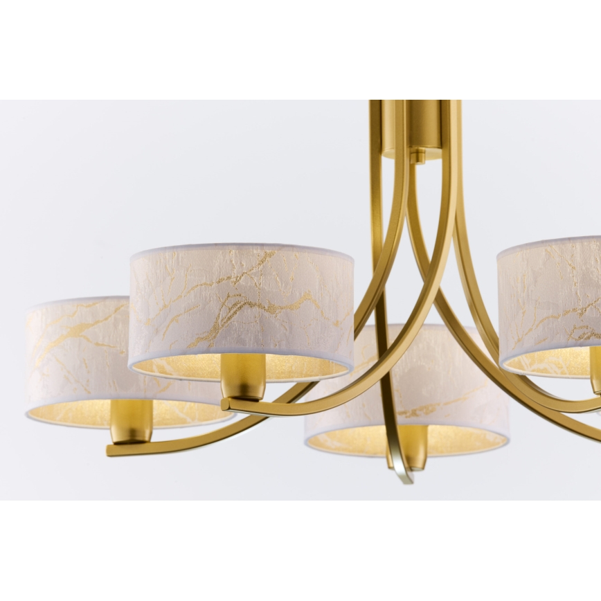 Jupiter 2097 - Láncos csillár ARTHUR 5xE27/15W/230V fehér/arany/márványminta