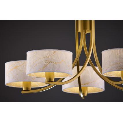 Jupiter 2097 - Láncos csillár ARTHUR 5xE27/15W/230V fehér/arany/márványminta