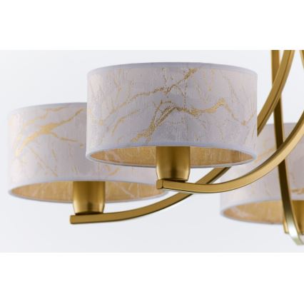 Jupiter 2097 - Láncos csillár ARTHUR 5xE27/15W/230V fehér/arany/márványminta