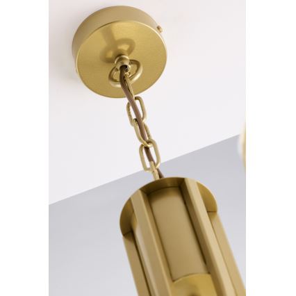 Jupiter 2097 - Láncos csillár ARTHUR 5xE27/15W/230V fehér/arany/márványminta