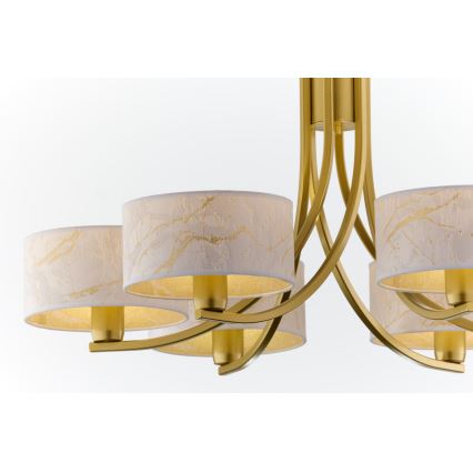 Jupiter 2098 - Láncos csillár ARTHUR 6xE27/15W/230V fehér/arany/márvány dekor