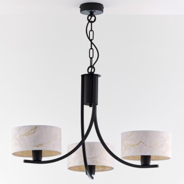 Jupiter 2103 - ARTHUR láncos csillár 3xE27/15W/230V fehér/fekete/márvány dekor