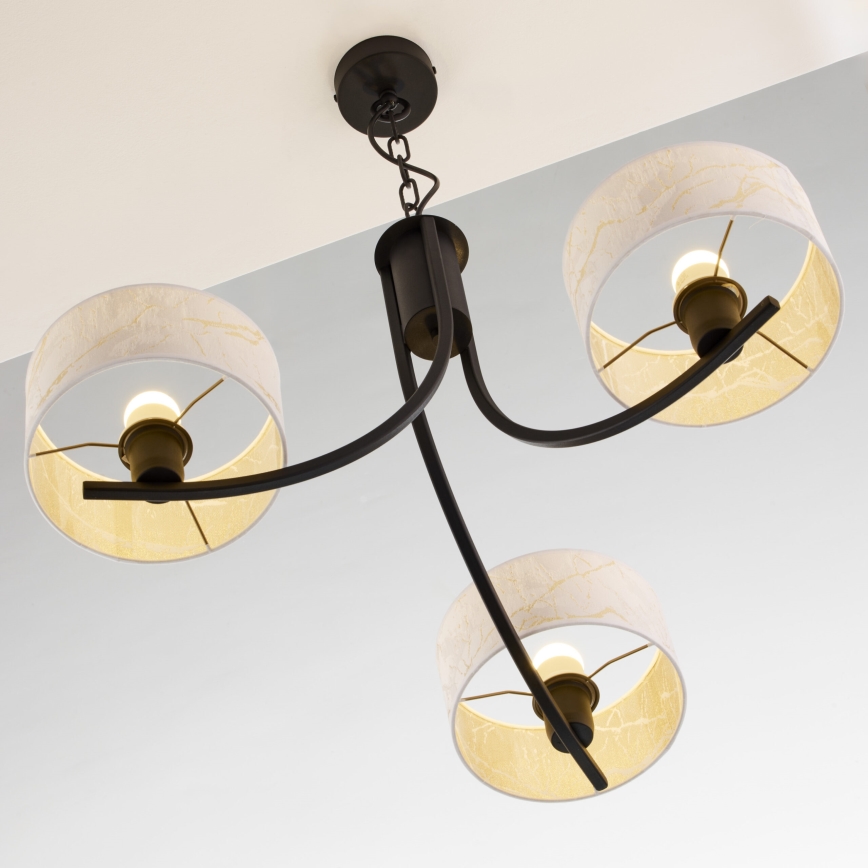 Jupiter 2103 - ARTHUR láncos csillár 3xE27/15W/230V fehér/fekete/márvány dekor